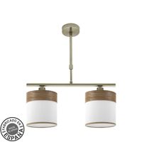 fabrilamp lampara cloe 2xe14 cueroblanca-madera oscura regx43x14 cm