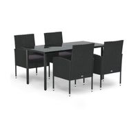 set de muebles jardin 5 pzas con cojines ratan sintetico negro