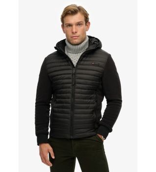 Superdry para hombre. M5012294A Chaqueta Hood Storm Fleece Hybrid negro (S), Casual, Poliéster