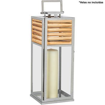 Farol Portavelas 54cm Metal Cr Omado,madera