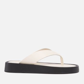 ALOHAS Women's Overcast Leather Toe Post Sandals - Ivory - UK 4