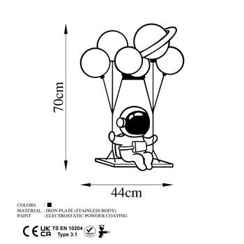 Decoración Pared De Metal Astronaut 1 Negro 44x70 Cm