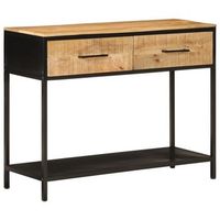 mesa consola madera maciza de mango y hierro 100x35x76 cm vidaxl