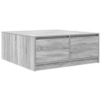 Mesa De Centro，mesa Auxiliar，mesita De Centro Con Cajones Sonoma Gris 100x100x40 Cm