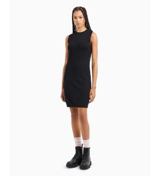 A|X Armani Exchange para mujer. 8NYA9AYMH6Z1200 Vestido de punto negro (M), Casual, Viscosa, Sin mangas / Tirantes