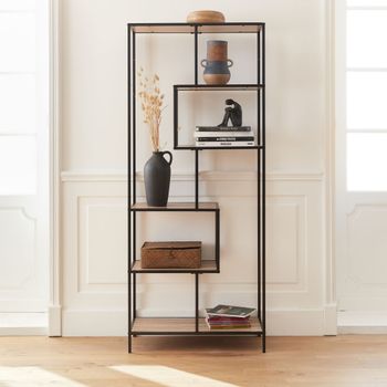 Estantería industrial de metal y efecto madera, 6 niveles, madera