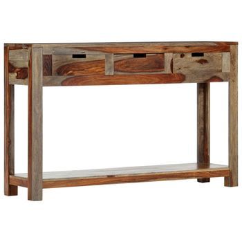 Mesa Consola Con 3 Cajones Madera Maciza Acacia 120x30x75cm Vidaxl