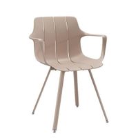 silla moderna en polipropileno beige con reposabrazos