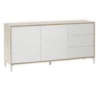 aparador de 2 puertas y 3 cajones alta capacidad 154 cm brooklyn blanco artik blanco mate - roble canadian 154 x 74 x 41cm cm