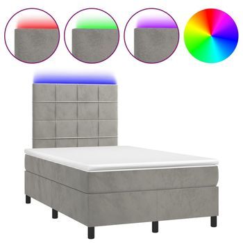 Cama Tapizada 203x120x128 Cm Terciopelo - Gris