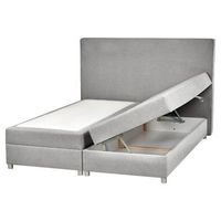 cama continental gris claro plateado 160 x 200 cm poliester almacenaje minister