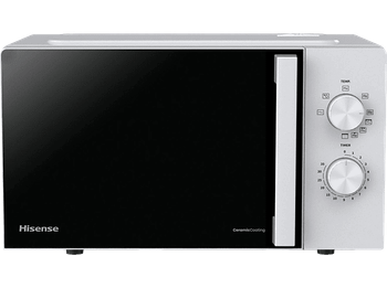 Microondas con grill - Hisense H20MOWP1HG, 1250 W, 5 Niveles de potencia, 20 l, Descongelación, Control Mecánico, Blanco