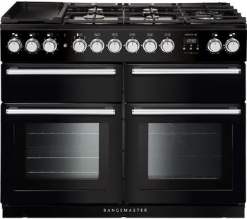 Rangemaster Nexus SE NEXSE110DFFBL/C 110 cm Dual Fuel Range Cooker - Black & Chrome, Black