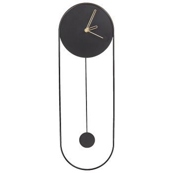 Reloj De Pared Decoración Colgante 20 X 62 Cm Diseño Moderno Minimalista Con Péndulo Decorativo Sin Números Acero Negro Salvan