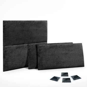 Dhome Juego De 4 Paneles Tapizados De Lana Ecológica Pack Autoadhesivos Para Pared Acústicos Absorbentes Protección (negro, 60x50cm, X4)
