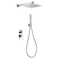 kit de ducha empotrada acero y laton cromado con rociador 25x25 y mono comando