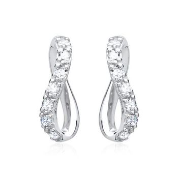 Pendientes 14 quilates oro blanco 14 diamantes 0,133 ct.