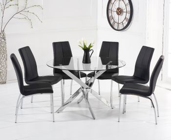 Denver 120cm Glass Dining Table with Cavello Chairs