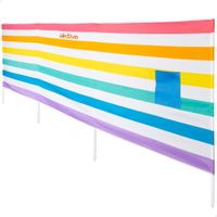 aktive - paravientos playa 360x85 cm multicolor tejido poliester estructura acero incluye 4 varillas proteccion uv30 bolsillo funda de transporte con asa cortavientos para la playa plegable
