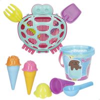 color beach set de playa cangrejo con cubo de 14 cm palas rastrillo y moldes de helado incluye red de almacenamiento con asa ideal para jugar en la arena playa o parque ninos desde 18 meses