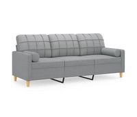 vidaxl sofa de 3 plazas con cojines tela gris claro 180 cm
