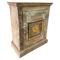 mesita de madera acabado artesanal marron 52x26x69h cm