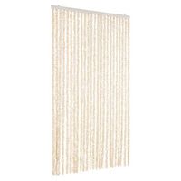 cortina antimoscas chenilla beige y blanco 100x230 cm