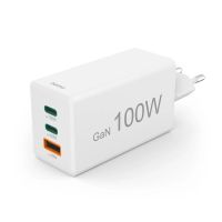 cargador hama 00125140 gan 100 w 2x usb-c  1x usb-a carga rapida blanco