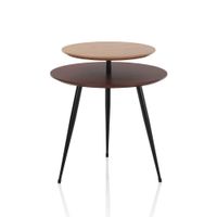 mesa de centro en metal y mdf de nogal