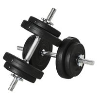 homcom juego de mancuernas ajustables de 20kg con discos de 2515 kg y barras de 2 kg para gimnasio en casa