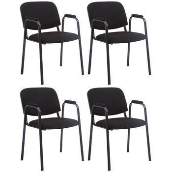 Set De 4 Sillas Apilables Ken Pro De Tela Negro 55x53x79 Cm Clp
