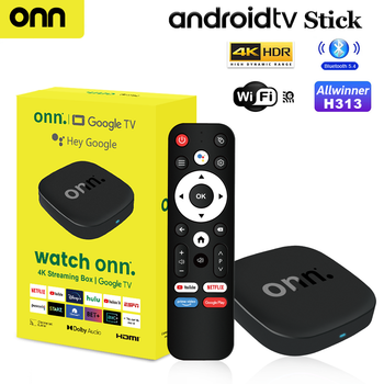 Onn 4K Android 13 Smart TV Box 4K Quad Core Set-Top Box Conectividad 5G 8GB 128G Control Remoto por Voz para Reproductor de Medios en Streaming