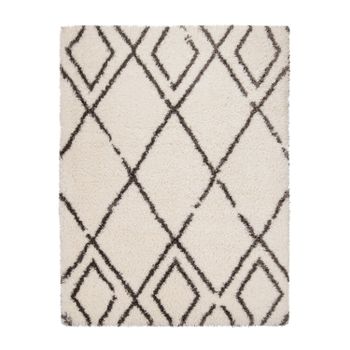 Alfombra de pelo largo Mahara beige 60x90 cm