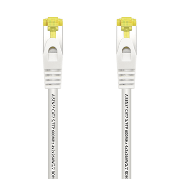 AISENS Cable De Red Latiguillo RJ45 LSZH Cat.7 600 MHz S/FTP PIMF AWG26, Blanco, 2.0 m