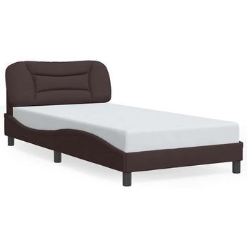 Estructura De Cama Sin Colchón Hvar Tela Marrón Oscuro 100x200 Cm Vidaxl