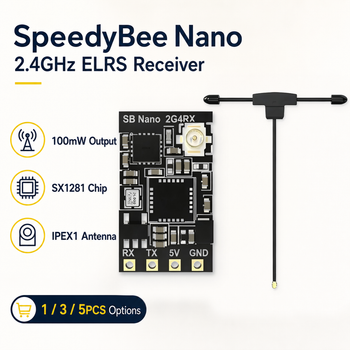 Receptor SpeedyBee Nano 2.4GHz ExpressLRS 100mW SX1281 con Antena T IPEX1 para Drones de Carreras FPV, Piezas de Aviones RC, 1 Pieza, 3 Piezas, 5 Piezas
