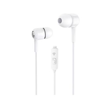 Auriculares Unico Plus con cable Jack 3.5 y micrófono integrados color blanco