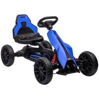 homcom go kart a pedales para ninos de 3-8 anos con asiento ajustable y ruedas de eva 100x58x585 cm azul   aosom espana