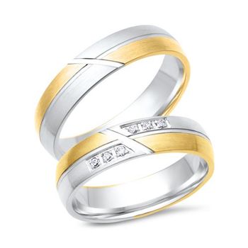 Alianzas 8 quilates oro amarillo-blanco 6 diamantes