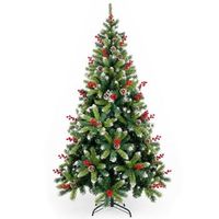 arbol de navidad artificial decorado con bayas rojas y pinas nevadas arbol de navidad 210 cm frondoso 780 ramas