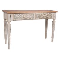 recibidor-consola de madera blanco y natrual de 2 cajones 120x40x78