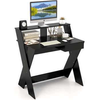 Mesa De Ordenador Con Cajón Mesa Escritorio Con Elevador De Pantalla Costway 90 X 60 X 94 Cm