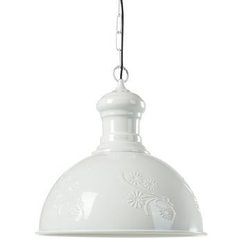 Lámpara Colgante De Techo De Metal Blanco Crema 32 Cm Estilo Industrial Retro Didessa