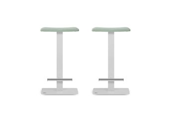 Pack 2 taburetes 63 cm  asiento verde estructura blanco