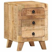 mesita de noche de madera maciza de mango rugosa 37x32x50 cm vidaxl