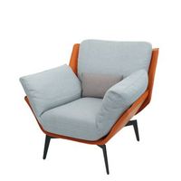 sillon lounge tapizado sillon relax en pvc terracota y tela gris metal negro 040006839