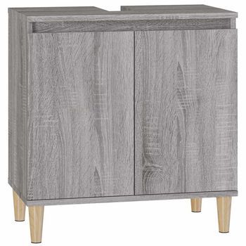 Armario De Lavabo Madera Contrachapada Gris Sonoma 58x33x60 Cm Vidaxl