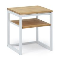 mesita de noche eco three con estante 40x40x47cm blanca en madera maciza de pino acabado natural estilo nordico industrial box furniture