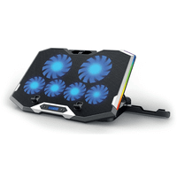 ewent base de notebook con 6 ventiladores regulables y rgb