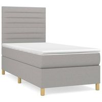 cama individual  cama box spring  cama para adultos con colchon tela gris claro 100x200 cm